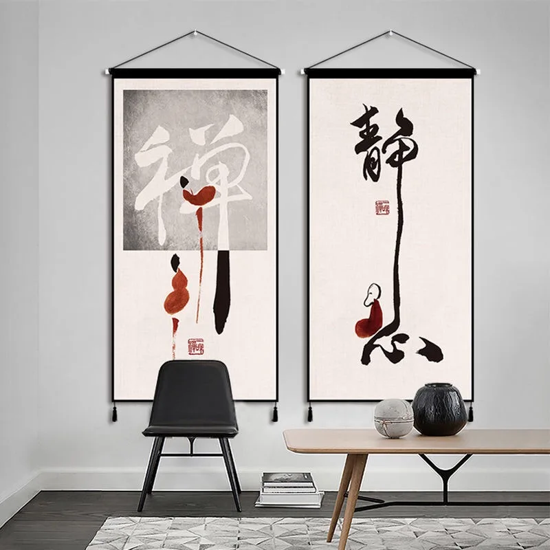 

Chinese Style Ink Zen Hanging Painting Living Room Home Decor Study Wall Art Decorative Painting Tapestry Decoracion Para Sala