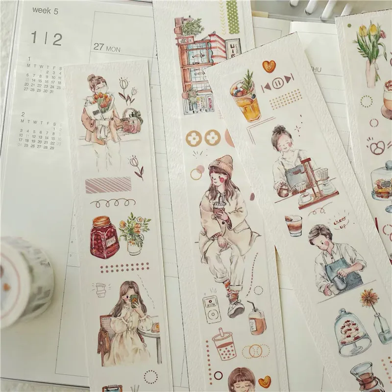 2022 Cute Coffee Girl Washi Masking Tape Planner DIY Scrapbooking Card Making Sticker
2022 Cute Coffee Girl Washi Masking Tape Planner DIY Scrapbooking Card Making Sticker