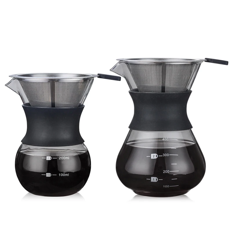 

200ml/400ml Hand-brewed Coffee Pots High Borosilicate Glass Espresso Water Drip Coffee Maker Reusable Tea Filter Tool Coffeeware