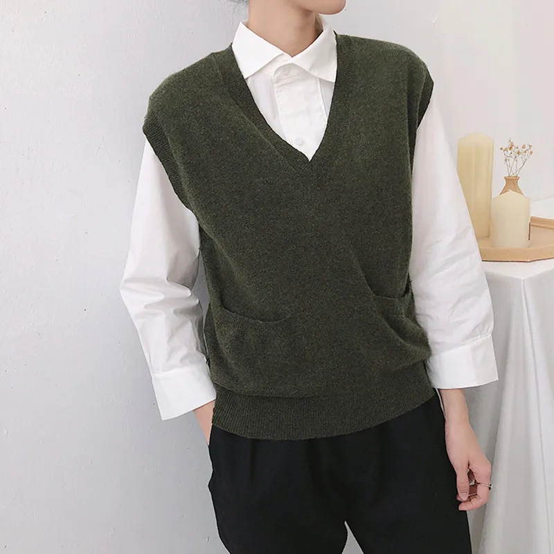 Wool and Cashmere Women's V-neck Sweater Knitted Vest Sleevelss Solid Color Loose Casual Pull with Pockets 2020 Spring New Top
Wool and Cashmere Women's V-neck Sweater Knitted Vest Sleevelss Solid Color Loose Casual Pull with Pockets 2020 Spring New Top