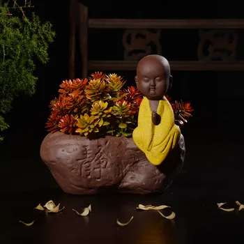 Succulent Flower Pot Ceramics Creative Flower Pot Plant Processing Purple Sand Small Monk Crafts Decoration
Succulent Flower Pot Ceramics Creative Flower Pot Plant Processing Purple Sand Small Monk Crafts Decoration