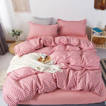 Classic Simple Solid Duvet Cover Sheet Pillowcase Grid Bed Linens 150x200cm Size Bedding Set 3/4Pcs Pink Lattice Home Textile
Classic Simple Solid Duvet Cover Sheet Pillowcase Grid Bed Linens 150x200cm Size Bedding Set 3/4Pcs Pink Lattice Home Textile