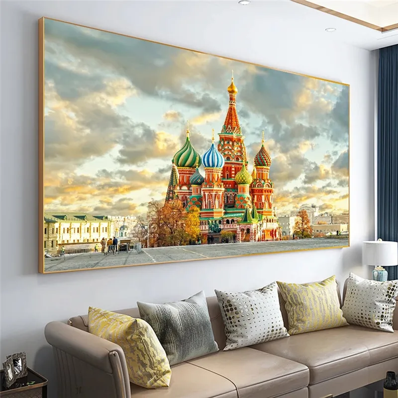 Фото Современный плакат Красной площади в Москве холст живопись - купить