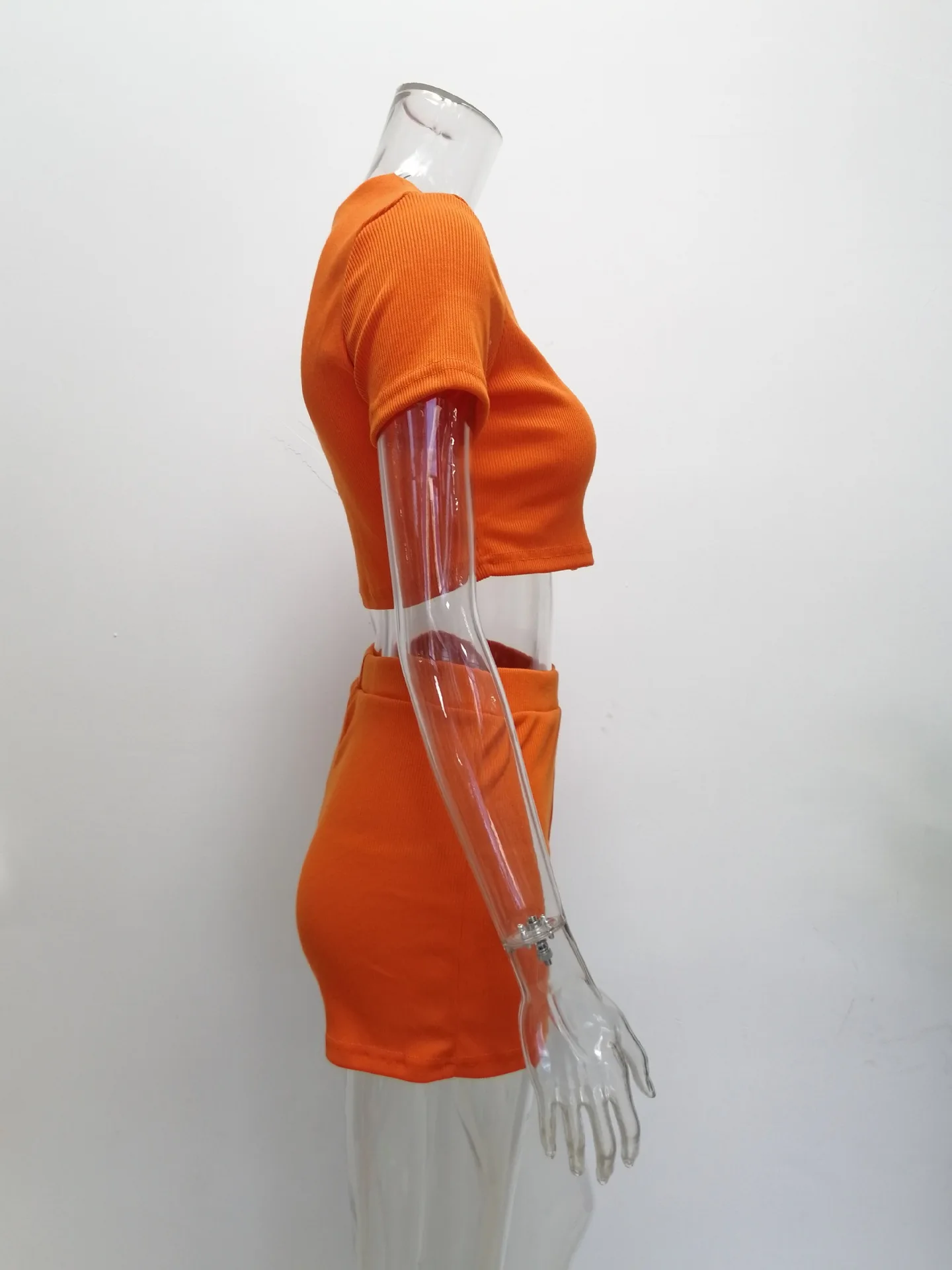 Conjunto de 2 piezas de punto para mujer, Top y pantalones de manga corta con un solo botón y botonadura, pijamas deportivos informales para el hogar, 2021 55 H8924d61c55c84fba80f2d4b9fc6042b5H