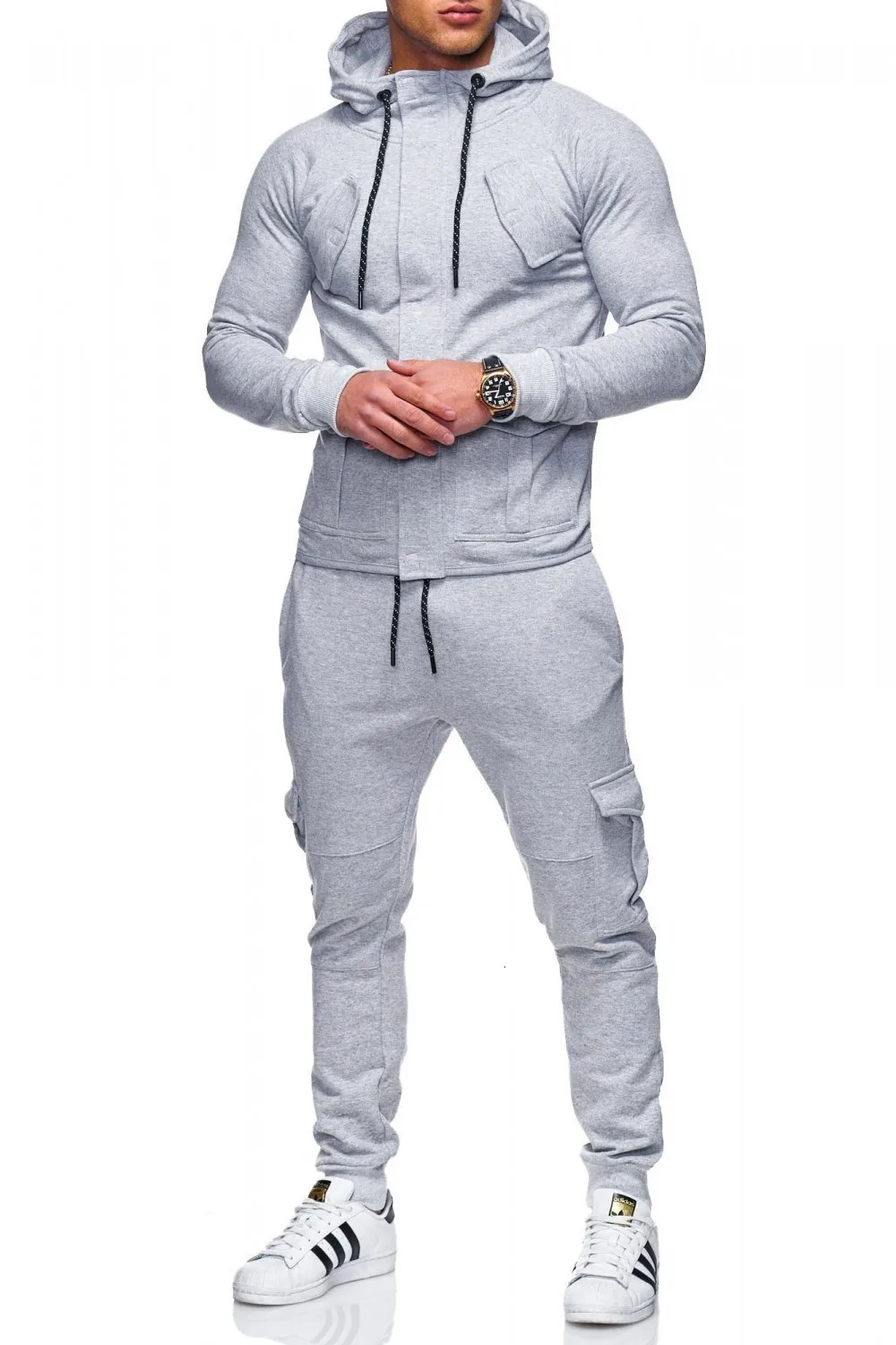 2019 new casual thick warm trend men's drawstring elastic solid color suit loose movement 2 piece suit
2019 new casual thick warm trend men's drawstring elastic solid color suit loose movement 2 piece suit