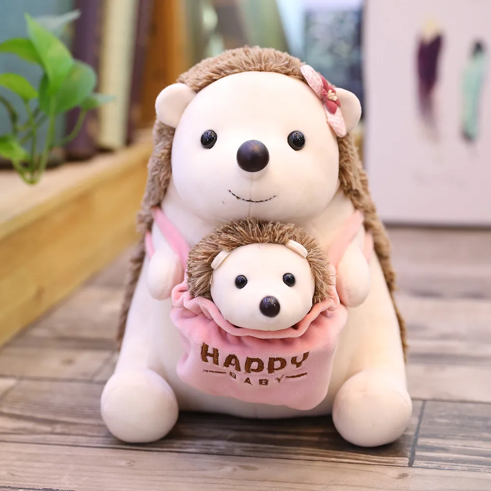 Panda Mother and Kid Plush Suffed Toys Animal Kangaroo Pangolin Hedgehog Polar Bear Puppet with Bag (5)