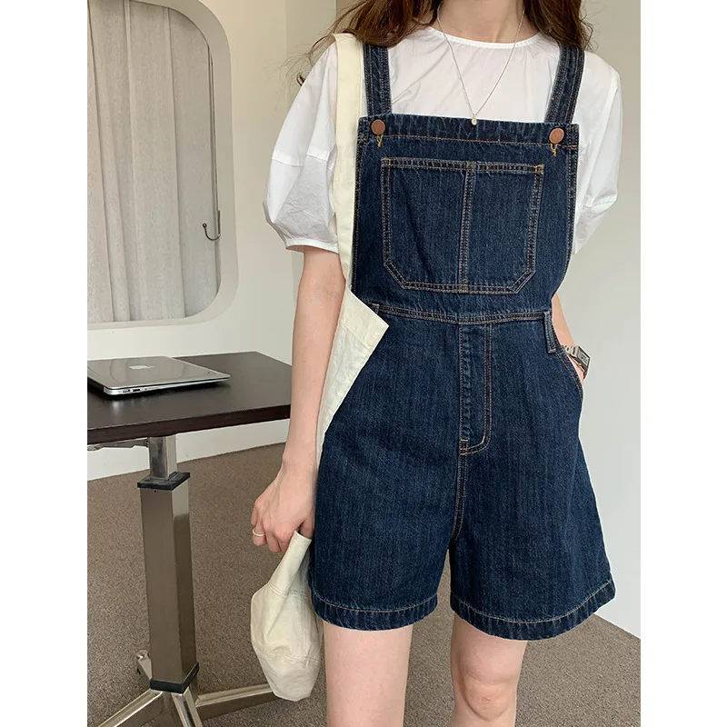High waisted button-down pocket suspenders for women's summer 2021 simple casual wash jean shorts
High waisted button-down pocket suspenders for women's summer 2021 simple casual wash jean shorts