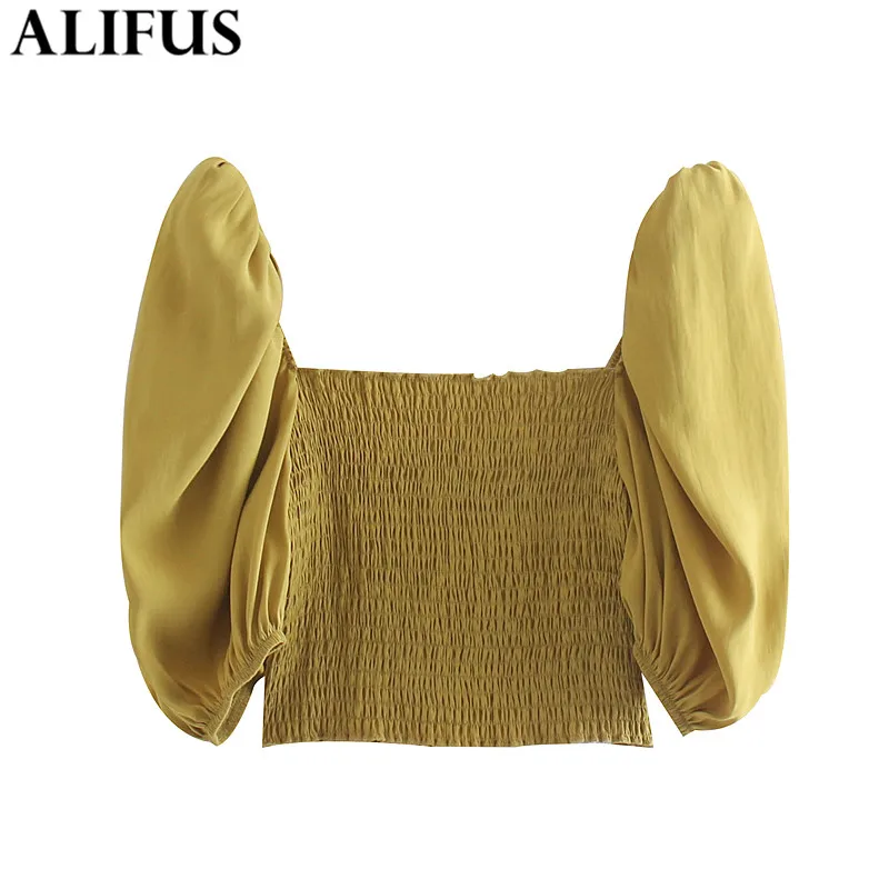 Fashion Za Women 2019 Solid Color Short Elasticity Tops Chic Square Collar Puff Sleeve Loose Backless Sexy Ladies Shirts
Fashion Za Women 2019 Solid Color Short Elasticity Tops Chic Square Collar Puff Sleeve Loose Backless Sexy Ladies Shirts