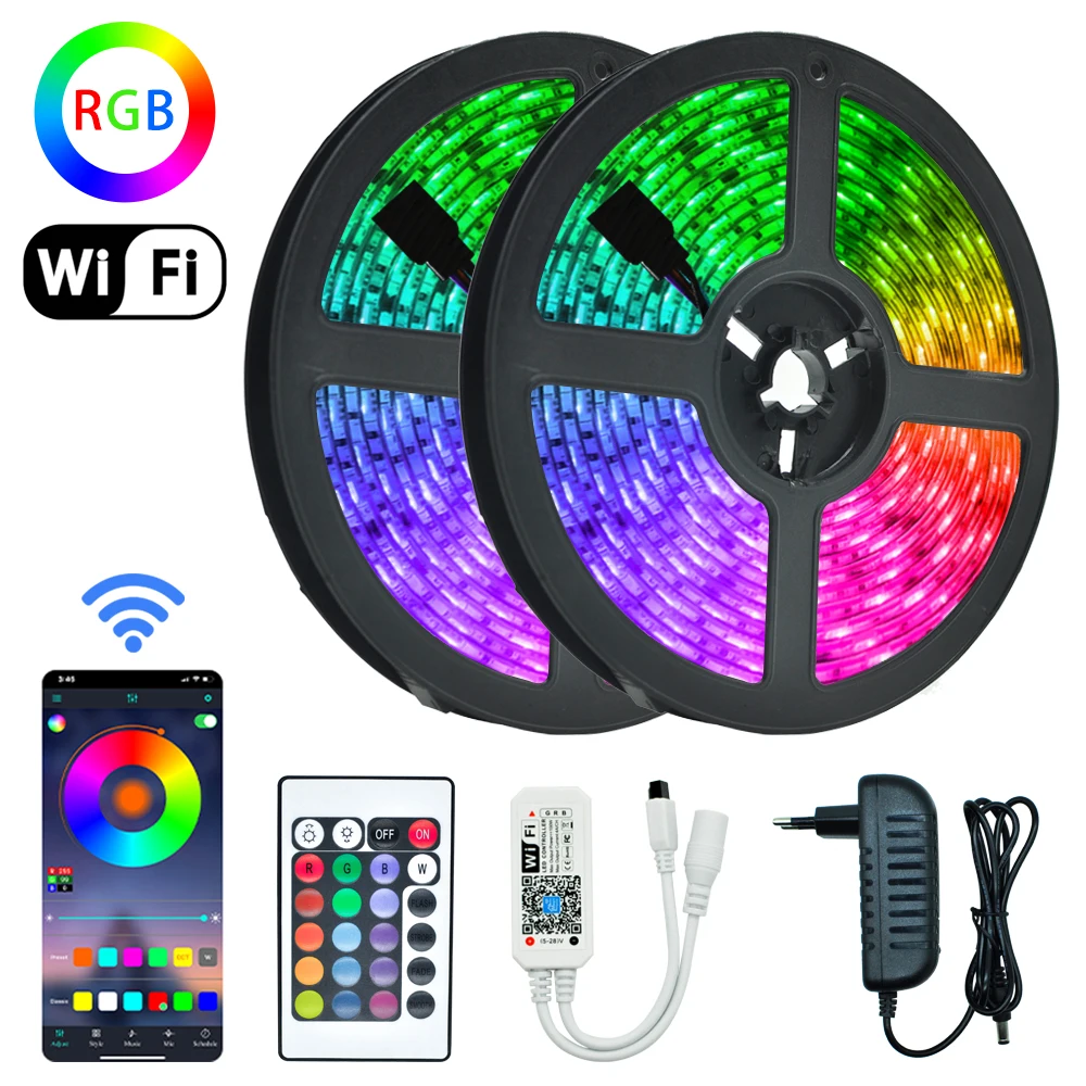 LED Strips Lights WIFI Tira de Luces Led RGB 5050 SMD 2835 Waterproof Flexible Lamp Tape DC 12V 5M 10M 15M 20M Infrared Control
LED Strips Lights WIFI Tira de Luces Led RGB 5050 SMD 2835 Waterproof Flexible Lamp Tape DC 12V 5M 10M 15M 20M Infrared Control