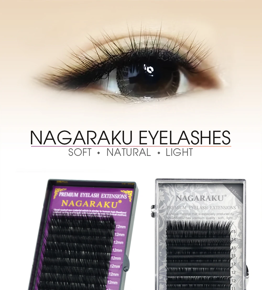 NAGARAKU Mink Eyelashes Makeup Maquiagem L curl 7~15mm Mix 20 rows/case Mink Eyelash Extension L curl Magnetic Eyelashes Cilios