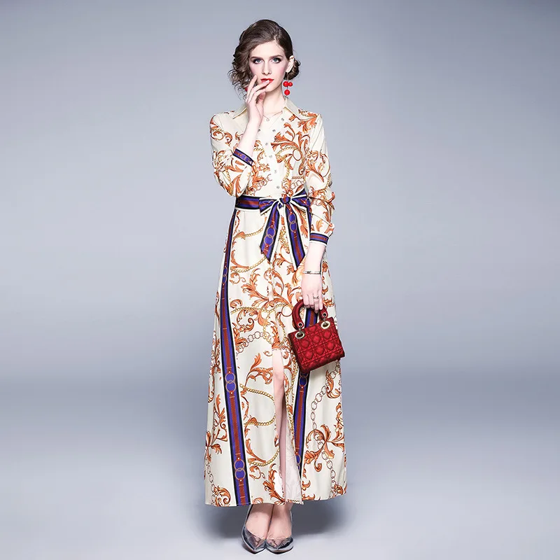 Europe And America 2019 Autumn And Winter New Style Palace Retro Printed V-neck Long Sleeve Lace-up Irregular Dress
Europe And America 2019 Autumn And Winter New Style Palace Retro Printed V-neck Long Sleeve Lace-up Irregular Dress