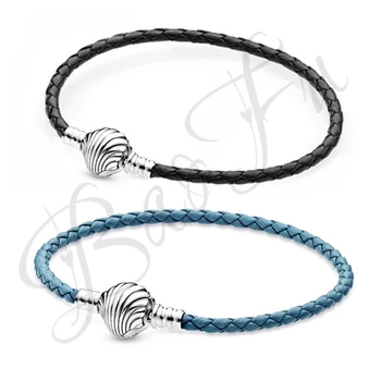 New Original 925 Sterling Silver Bracelet Summer Shell Blue Leather Bracelet Suitable For European Women DIY Fashion Jewelry
New Original 925 Sterling Silver Bracelet Summer Shell Blue Leather Bracelet Suitable For European Women DIY Fashion Jewelry