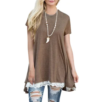 Women's New Tops 2019 Summer Casual Short Sleeve Round Collar Lace Patchwork Loose Long T-Shirt
Women's New Tops 2019 Summer Casual Short Sleeve Round Collar Lace Patchwork Loose Long T-Shirt