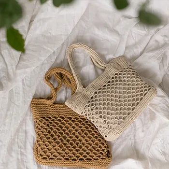 Women's Summer Hollow Out Solid Color Handbag Cotton Fabric Large Shoulder Bag Handmade Kintted Travel Bags
Women's Summer Hollow Out Solid Color Handbag Cotton Fabric Large Shoulder Bag Handmade Kintted Travel Bags