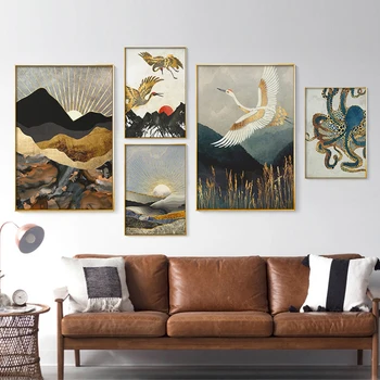 Japanese Style Abstract Landscape Mountain Sunrise Crane Octopus Canvas Painting Poster Wall Art Print Wall Picture Home Decor
Japanese Style Abstract Landscape Mountain Sunrise Crane Octopus Canvas Painting Poster Wall Art Print Wall Picture Home Decor