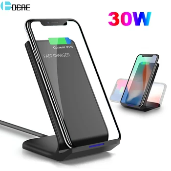 인덕션 고속 무선 충전기 30W, 삼성 S22, S21, S20, 노트 20, 10, 9, 아이폰 14, 13, 12, 11 프로, XS 맥스, XR, X, 8 용 스탠드