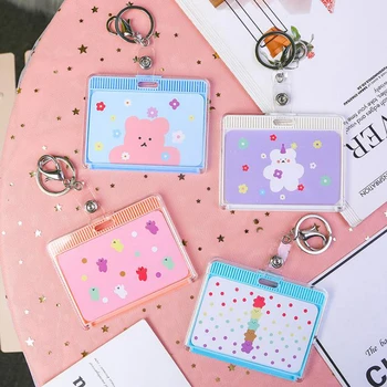 1 Pcs Cute Korean Stationery Candy Bear Flower Fruits Acrylic Card Cover with Keychain Women Girl Bank Credit Bus ID Card Holder 
1 Pcs Cute Korean Stationery Candy Bear Flower Fruits Acrylic Card Cover with Keychain Women Girl Bank Credit Bus ID Card Holder