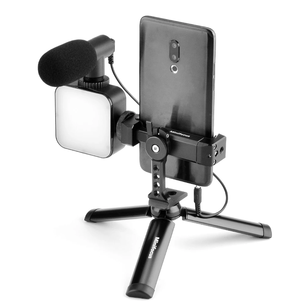 Vlogging Kit Mobile Phone Video Tripod Mount w Cold Shoe Holder LED Light Microphone for YouTube Recording Smartphone Vlog Rig
Vlogging Kit Mobile Phone Video Tripod Mount w Cold Shoe Holder LED Light Microphone for YouTube Recording Smartphone Vlog Rig