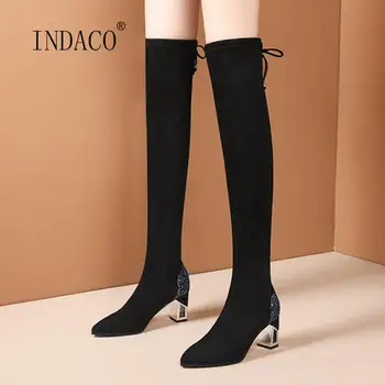 Women Winter Boots Black Flock Bling Over The Knee Boots Pointed Toe High Heel Boots Plus Size 42
Women Winter Boots Black Flock Bling Over The Knee Boots Pointed Toe High Heel Boots Plus Size 42