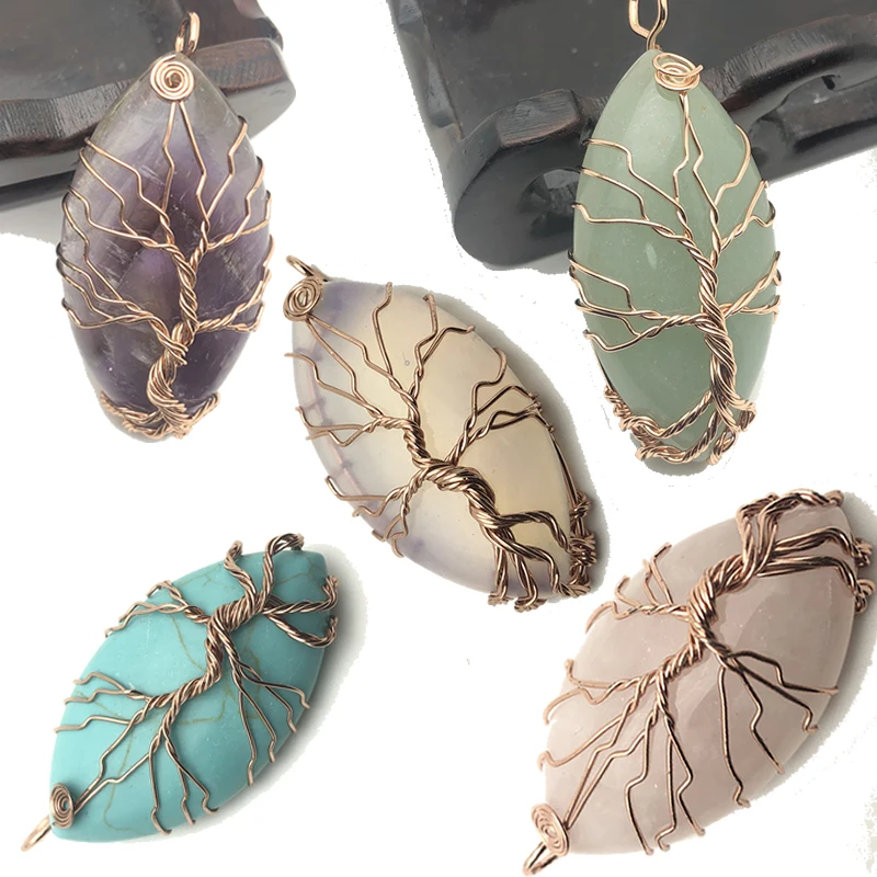 New Natural Amethysts Pink Crystal Stone Black Onyx Marquise Shape Wrap Winding Tree of Life Necklace Pendant Women Men Jewelry
New Natural Amethysts Pink Crystal Stone Black Onyx Marquise Shape Wrap Winding Tree of Life Necklace Pendant Women Men Jewelry