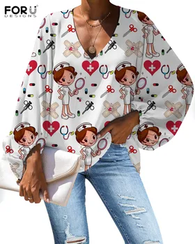 FORUDESIGNS Cartoon Nurse Print Chiffon Shirt Fashion Women Tops Doctor Hospital Skech Summer Blouses Full Sleeve Loose Clothes 
FORUDESIGNS Cartoon Nurse Print Chiffon Shirt Fashion Women Tops Doctor Hospital Skech Summer Blouses Full Sleeve Loose Clothes