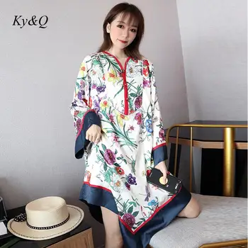 Runway 2019 Autumn Winter Women Vintage Dress Printed Loose Long-sleeved V-neck Sexy Plus Size Dress Dress Brand Luxury Party
Runway 2019 Autumn Winter Women Vintage Dress Printed Loose Long-sleeved V-neck Sexy Plus Size Dress Dress Brand Luxury Party