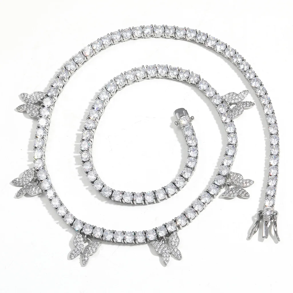 Hip Hop 6PCS Butterflys 1 Row CZ Stone Bling Iced Out 4mm Link Chain Tennis Chokers Necklaces for Women Men Rapper Jewelry
Hip Hop 6PCS Butterflys 1 Row CZ Stone Bling Iced Out 4mm Link Chain Tennis Chokers Necklaces for Women Men Rapper Jewelry
