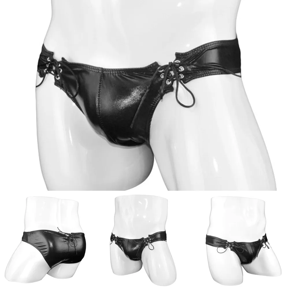 Men Sexy Underwear Faux Leather Briefs Low Waist Pouch Underpant Bandage Bikini Boxers Shorts Exotic Convex Pouch Sexy Lingerie
Men Sexy Underwear Faux Leather Briefs Low Waist Pouch Underpant Bandage Bikini Boxers Shorts Exotic Convex Pouch Sexy Lingerie