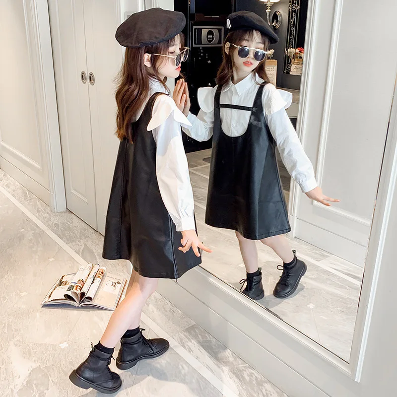 Children Clothing Autumn New Girls Leather Skirt Shirt Suit for Girls Clothing Sets Fashion Suspender Skirt Two-piece Suit
Children Clothing Autumn New Girls Leather Skirt Shirt Suit for Girls Clothing Sets Fashion Suspender Skirt Two-piece Suit