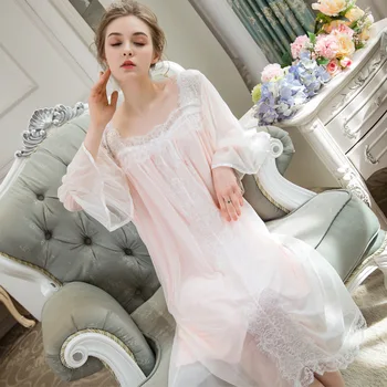 2020 Autumn Women Lace Sexy Long Sleeve Modal Nightgown Sweet Princess Nightdress Retro Elegant Loose Nightshirt Sleepwear Dress
2020 Autumn Women Lace Sexy Long Sleeve Modal Nightgown Sweet Princess Nightdress Retro Elegant Loose Nightshirt Sleepwear Dress