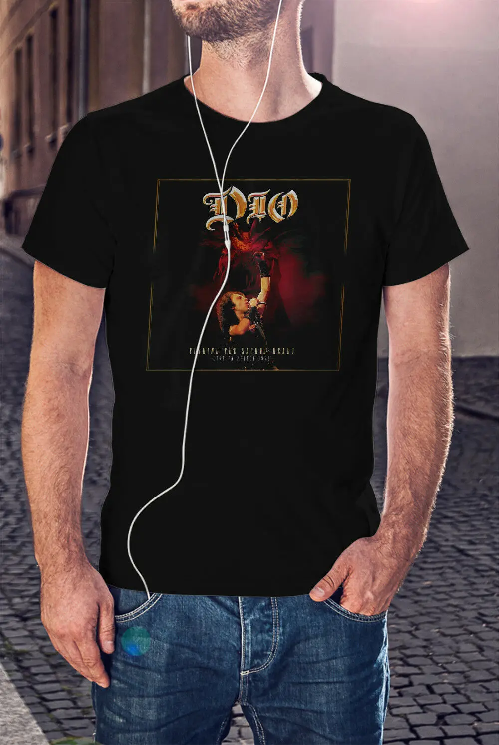 

Ronnie James Dio Man Black T Shirt Rock Band Tee Haven Hell Shirt Black Sabath