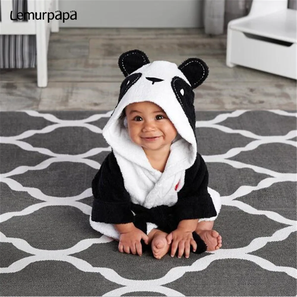 Animal Cartoon Panda Baby Towel Bath Flannel Hooded Bathrobe Stuff New Born Towels Toalla kids Hood | Мать и ребенок