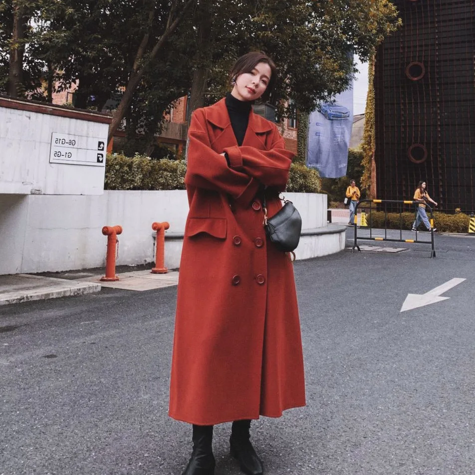 Photo Shoot Main Push waitmore Hepburn Wind Camel over-the-Knee Long Suit Collar Double Breasted Woolen Coat Women's
Photo Shoot Main Push waitmore Hepburn Wind Camel over-the-Knee Long Suit Collar Double Breasted Woolen Coat Women's