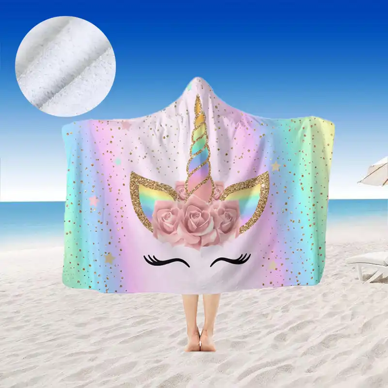 unicorn hooded beach towel