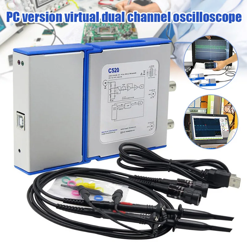 Portable Digital Oscilloscope USB Charging 2 Channels Bandwidth Virtual Lab Meters PUO88
Portable Digital Oscilloscope USB Charging 2 Channels Bandwidth Virtual Lab Meters PUO88