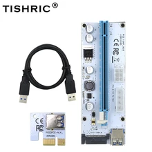 Райзер карта TISHRIC VER008S PCIE PCI E 008s 3 в 1 Molex 4Pin SATA 6PIN 1x до 16x USB 0 кабель