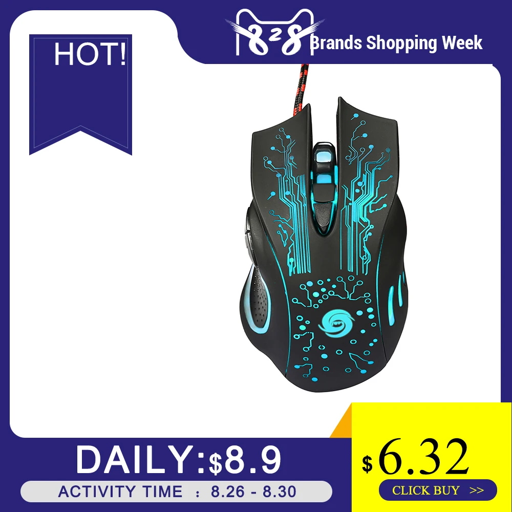 DPI 5500 6 Mouse Buttons Optical LED Light USB Wired Gaming Mouse Adjustable 5 Levels Mouse Gamer for Desktop PC
DPI 5500 6 Mouse Buttons Optical LED Light USB Wired Gaming Mouse Adjustable 5 Levels Mouse Gamer for Desktop PC