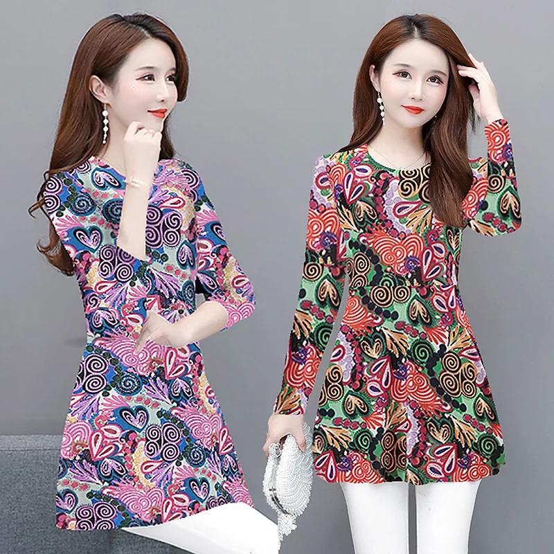 Photo Shoot 965 # Spring And Autumn New Style Mid-length Middle-aged Women Dress Floral-Print Middle-aged Large Size T-shirt Lon
Photo Shoot 965 # Spring And Autumn New Style Mid-length Middle-aged Women Dress Floral-Print Middle-aged Large Size T-shirt Lon