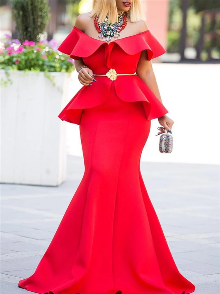 Red Christmas Dress for Women Maxi Party Off Shoulder Bodycon Sexy Ruffle Elegant Celebrate Dinner Party Club Evening Long Robes
Red Christmas Dress for Women Maxi Party Off Shoulder Bodycon Sexy Ruffle Elegant Celebrate Dinner Party Club Evening Long Robes