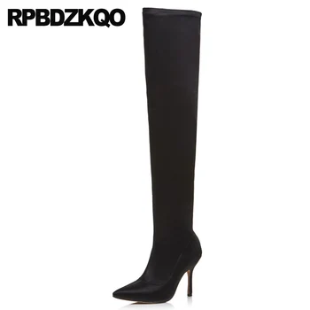 casual stiletto pointed toe black thigh high boots for plus size women heel dance satin over the knee 10 shoes stretch big sexy
casual stiletto pointed toe black thigh high boots for plus size women heel dance satin over the knee 10 shoes stretch big sexy