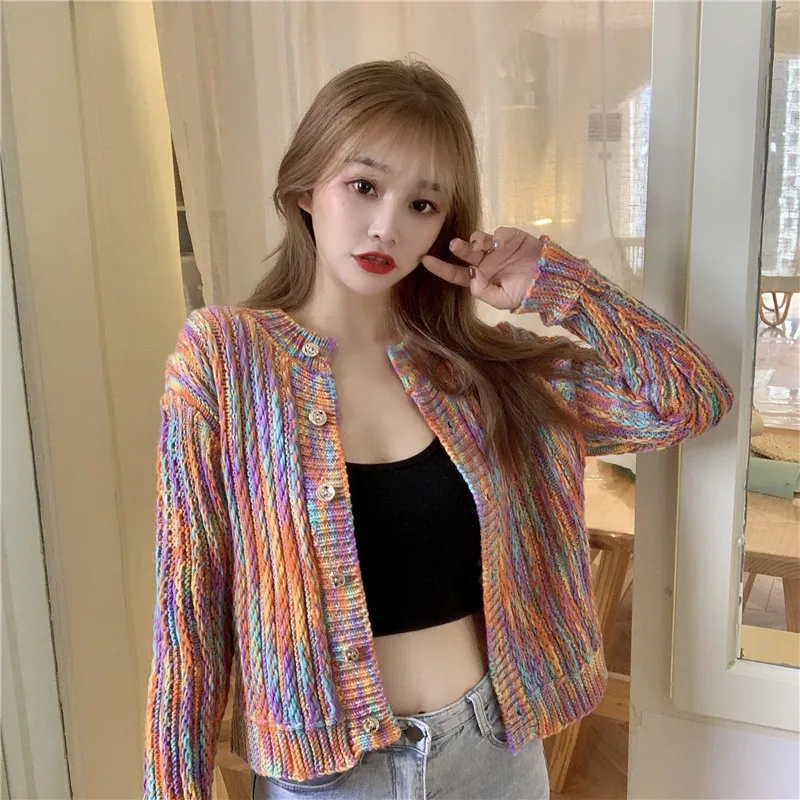 Zoulv Sweater Women's 2020 Autumn and Winter New Cardigan Rainbow Slim Top Knit Sweater Coat
Zoulv Sweater Women's 2020 Autumn and Winter New Cardigan Rainbow Slim Top Knit Sweater Coat