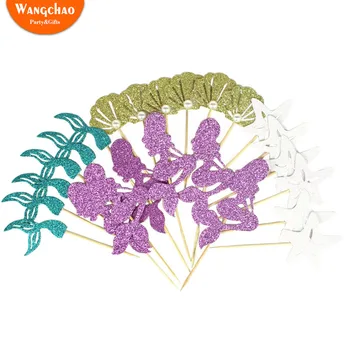 24pcs Princess Mermaid Theme Happy Birthday Cake Topper Gold Shell with Pearl Cupcake Toppers Wedding Party Decoration
24pcs Princess Mermaid Theme Happy Birthday Cake Topper Gold Shell with Pearl Cupcake Toppers Wedding Party Decoration