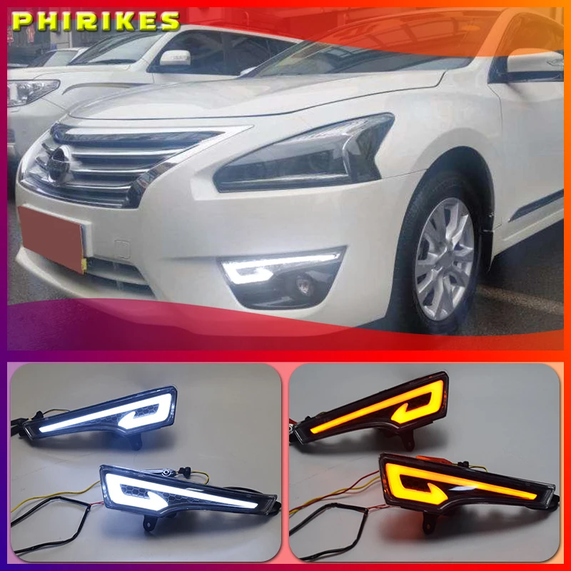 

1Pair Car LED DRL Daytime Running Lights for Nissan Altima Teana 2013 2014 2015 Lamp Bumper Fog light Lamp cover Styling Driving