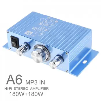 A6 DC12V 2.0 Channel MP3 in Hi-Fi Stereo Amplifier 180W+180W with 3.5AUX Interface for Car/PC/Speakers/CD/Motorcycle/Subwoofer
A6 DC12V 2.0 Channel MP3 in Hi-Fi Stereo Amplifier 180W+180W with 3.5AUX Interface for Car/PC/Speakers/CD/Motorcycle/Subwoofer