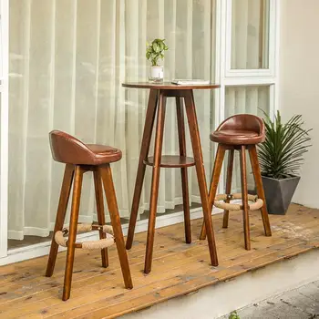 Nordic bar table and chair combination high table solid wood round table home leisure bar table simple small bar table 
Nordic bar table and chair combination high table solid wood round table home leisure bar table simple small bar table