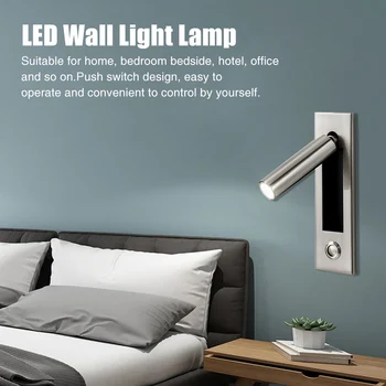 

LED Wall Light Lamp Reading Bedroom Bedside Embedded Nordic Headboard Sconce Recessed Push Switch Wall Lamps Hotel Bed Side