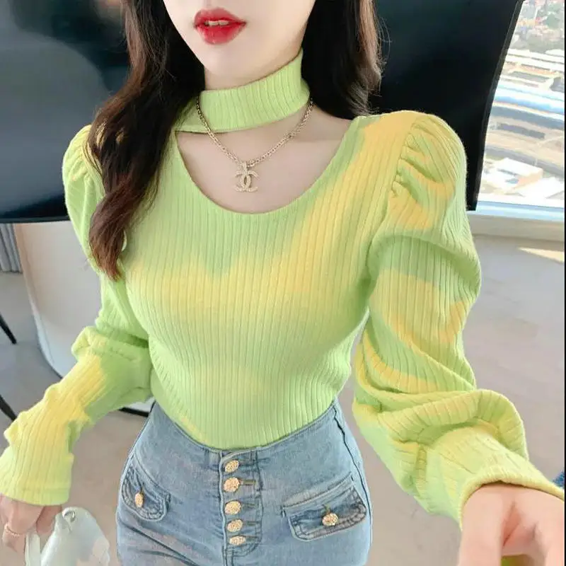 Women's Temperament Exposed Clavicle Hanging Neck Sweater Hollow Half High Neck Slim-Fit Sweater Temperament Tide, Autumn Winter
Women's Temperament Exposed Clavicle Hanging Neck Sweater Hollow Half High Neck Slim-Fit Sweater Temperament Tide, Autumn Winter
