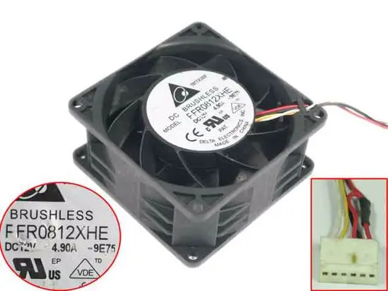 4-проводной вентилятор охлаждения сервера Delta Electronics PFR0812XHE 9E75 DC 12 В 4.90A 80x80x38 мм
4-проводной вентилятор охлаждения сервера Delta Electronics PFR0812XHE 9E75 DC 12 В 4.90A 80x80x38 мм