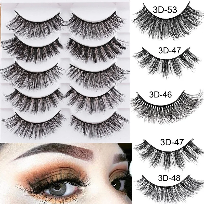 Hot 5Pairs 3D Long Mink Hair False Eyelashes Lashes Extension Wispy Fluffy Think Lashes Makeup Extension Tools maquiagem
Hot 5Pairs 3D Long Mink Hair False Eyelashes Lashes Extension Wispy Fluffy Think Lashes Makeup Extension Tools maquiagem