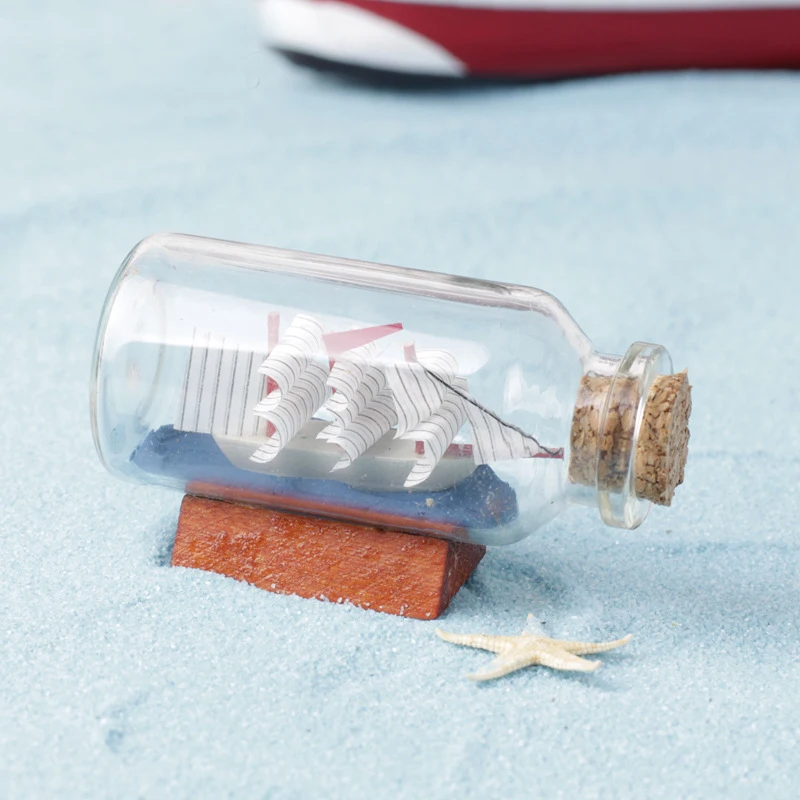 Mini Garden Glass Figurines Miniatures Drift Bottle DIY Home Decoration Mediterranean Model Sailing Boat Bottles Resin Charms Mini Garden Glass Figurines Miniatures Drift Bottle DIY Home Decoration Mediterranean Model Sailing Boat Bottles Resin Charms